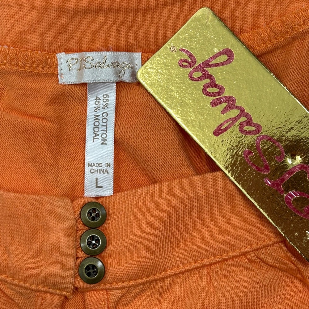 P.J.‎ Salvage Women's Orange Tank Top Sleeveless Casual Button Keyhole Large - Picture 3 of 6